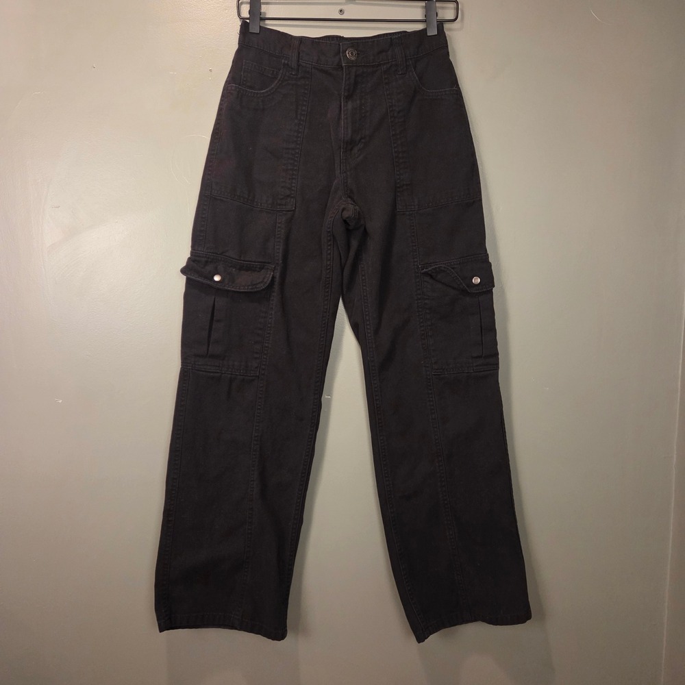 Aeropostale Women's Utility Cargo Pants 100% Cotton Y2K Style, Size S, Black